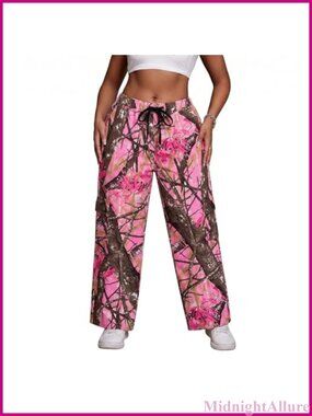Women's Plus Size Wide Leg Cargo Jeans High Rise Pull-On Baggy Streetwear